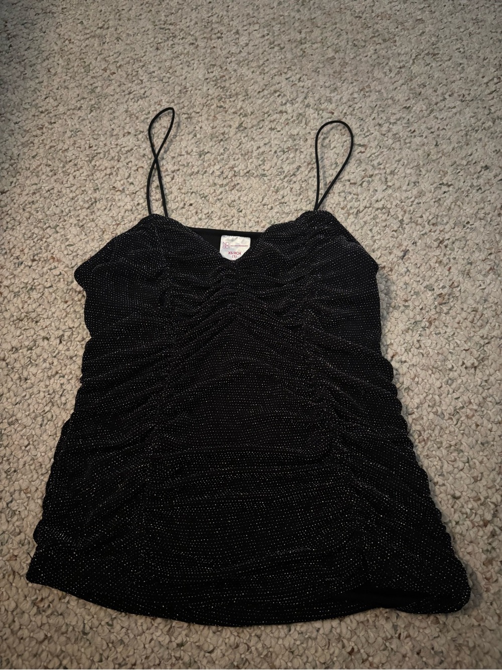 No Boundaries Black Sparkle Ruched Cami